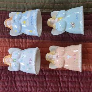 HOPE, PEACE, FAITH, DREAMS angel cherub bell figurines 3 x 2.5 ish set